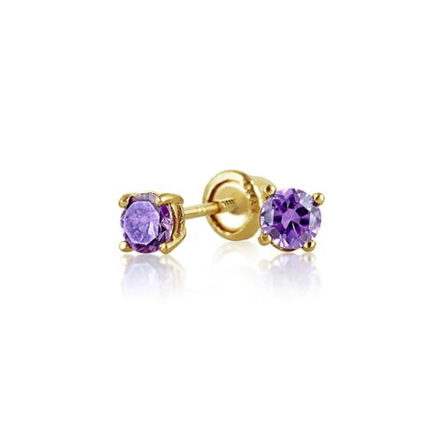 14k Yellow Gold 3mm Round Simulated Amethyst Stud Earrings 14k Yellow Gold 3mm Round Simulated Amethyst Stud Earrings